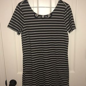 Striped Short Sleeve Sweater Dress